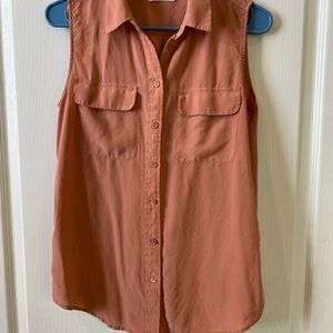 Equipment Sleeveless Terracotta Button-Down Shirt